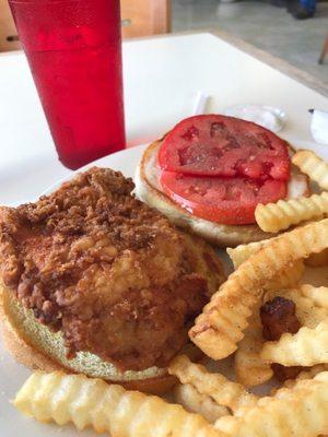 Country fried pork tenderloin sandwich