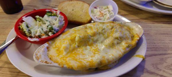 Cheesy Haddock and Broccoli with Coleslaw and Mini Salad