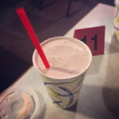 Strawberry milkshake, always go for the real strawberries option.