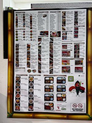 Menu on wall.