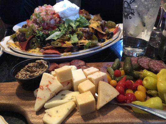 Appetizers: Nachos and Ploughman's Platter! Delicious.