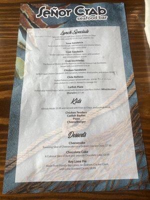 More of the menu