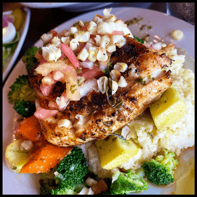 Mahi Mahi over Cheesy Grits