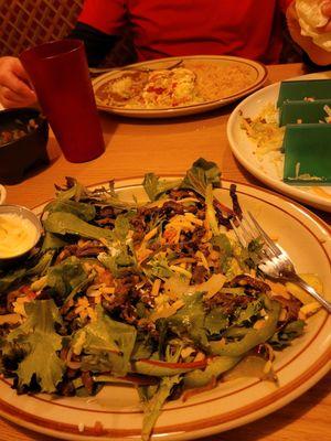 The absolute BEST steak fajita salad and beef enchiladas with red sauce.  We had already started eating, so take that into consideration. :)