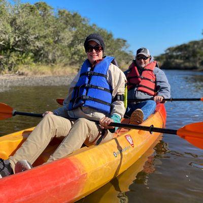 Kayaking in shallow water. What could be safer?