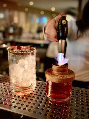 Negroni, smoked. Food and beverages are not to be missed!