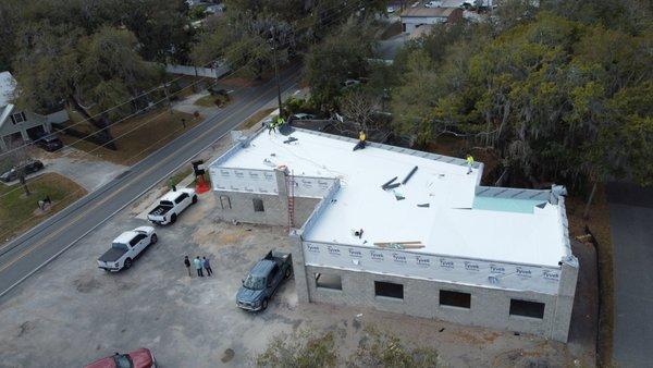 commercial flat roof in progress