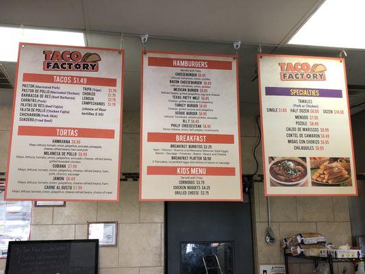 Taco Factory Menu!!