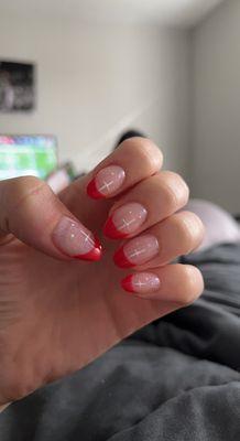 red French tip nails