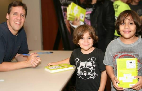 My boys & Jeff Kinney (author of Diary of a Wimpy Kid)