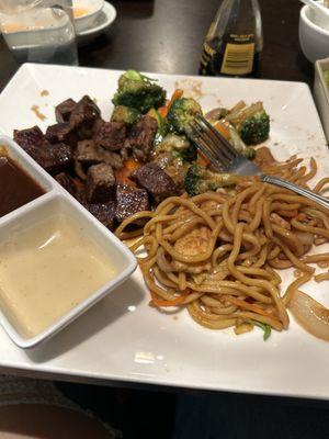 Chicken Lo Mein Steak Hibachi Dinner