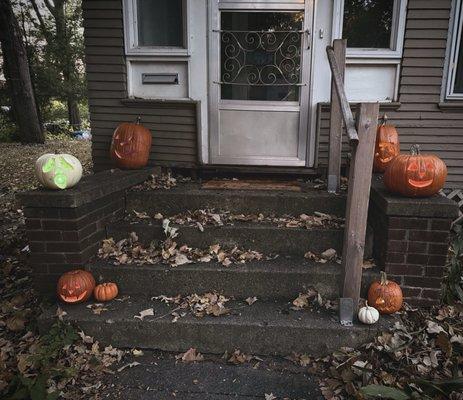 Our carved pumpkins picked at the farm