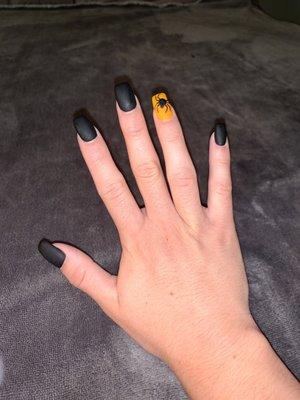 Halloween/ ring finger design *she drew the spider herself