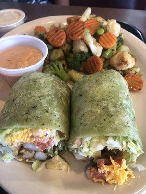 Grilled Shrimp Ranch Wrap and grilled veggies