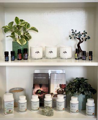 We carry essential oils, herbs, and candles for your well-being.