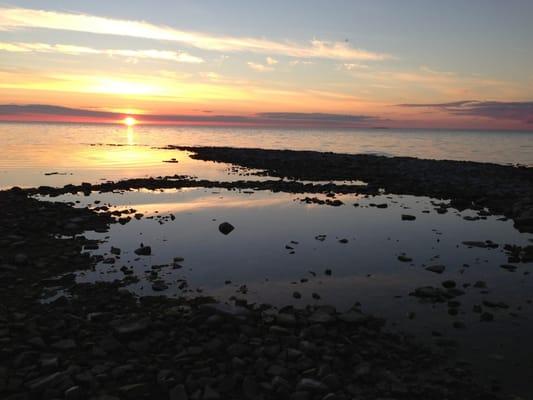 Sunset from the rocky shores at the Shallows.