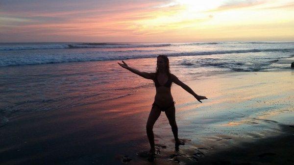 Tai Chi at sunset on Playa Ostional, Costa Rica.