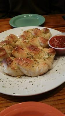 Yummy garlic breadsticks with marinara