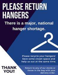 Please return your hangers and help save the planet!