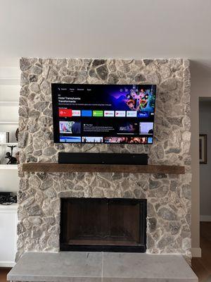 TV Mounting on Stone Fireplace