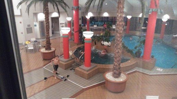 The indoor pool as seen from our room. The site doesn't allow me to post the video so you can hear how loud it was.