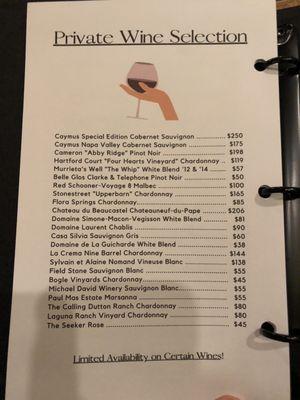 Drink menu