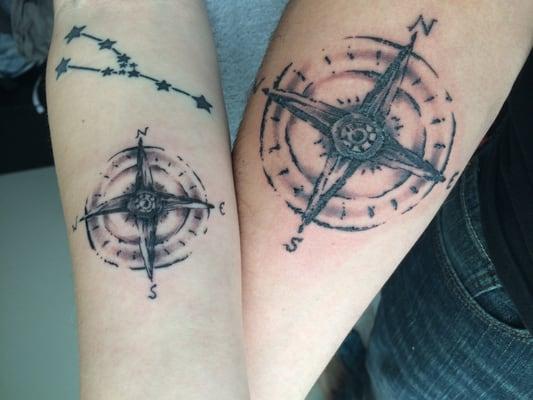 Matching distressed nautical compass, designed by Vahid