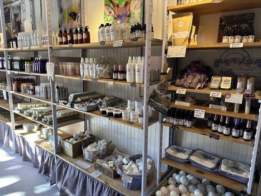 Lots of lotions, soaps, bath bombs, etc.