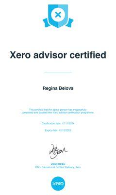 Certificate Xero