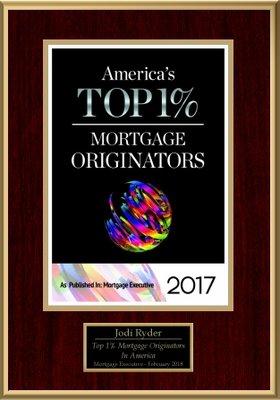 Congratulations to our Branch Manager, Jodi Ryder! Jodi was named Top 1% of Mortgage Originators in the U.S. for 2017 by Mortgage Executive!