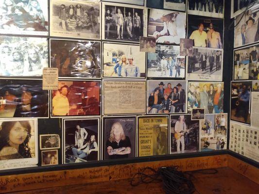 The wall of fame, at Grants Lounge, shows many stars that have played there. The bar is known to many as the birthplace of 'Southern Rock' !