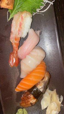 Botan Ebi Yellowtail Belly Scallop King Salmon and Eel