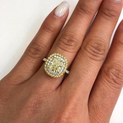 Fancy Intense Yellow and Diamond Double Halo