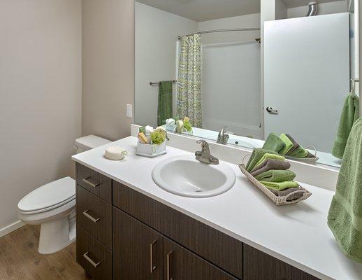 Bathroom at The Maverick Apartments, Burien, WA