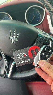 2014 Maserati Gilby
Proximity key fob