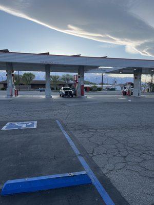 Gas and store and restroom and car wash