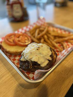 Chorizo burger with regular fries