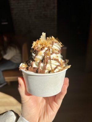 Saloniki Greek Fro Yo with Nutella and Baklava Crisps