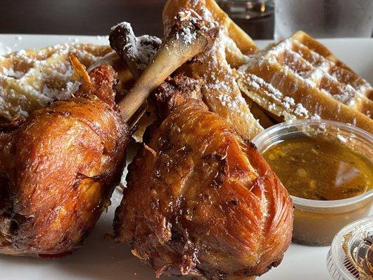 Jerk chicken and waffles