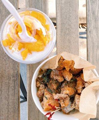 Popcorn Chicken & Mango Sago