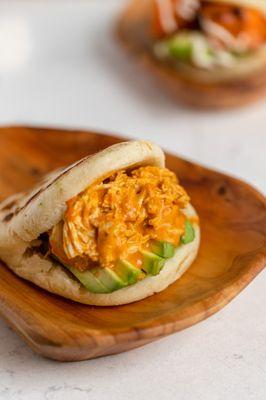 Daily made in house, KF yuca arepa pockets are filed with meats or veggies or both