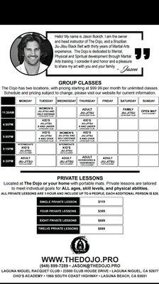 Schedule and pricing.