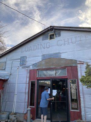 Front entrance. It is an old shearing Shead. Ozona is wool and mohair capital of USA