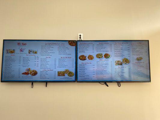 Menu on wall.