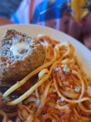 Kids spaghetti and meatballs.  Large serving!