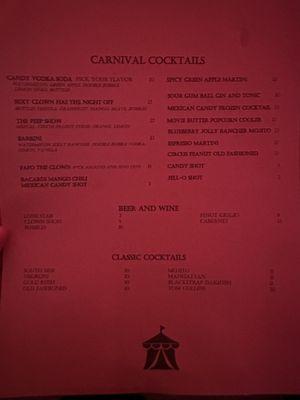 Drinks menu