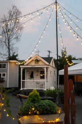 Tiny house courtyard with firepits