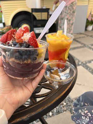 Mambo mango açaí bowl and mango chili lime smoothie