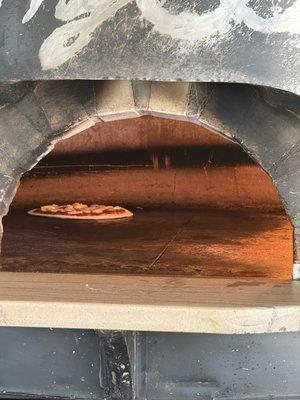 Margherita pizza in the brick oven