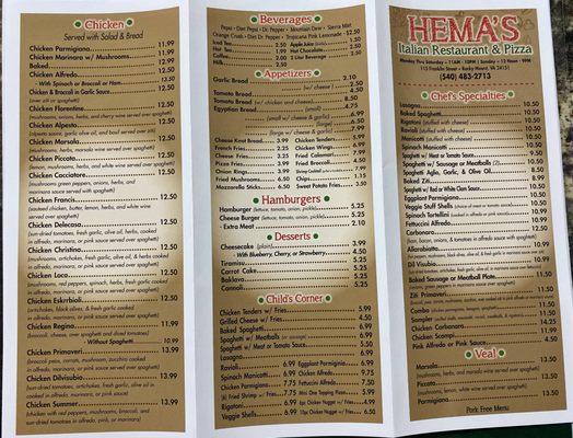 New menu